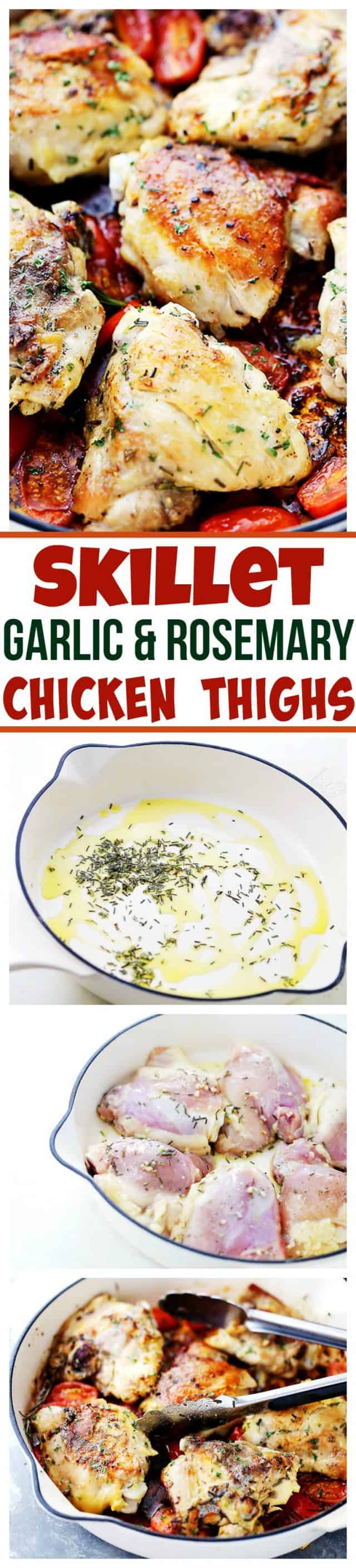 Pinterest image for rosemary chicken thighs.