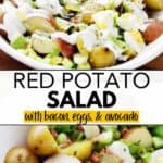 Red potato salad Pinterest image.