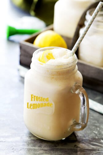 Frosted Lemonade Recipe - Easy, delicious and refreshing two-ingredient Chick-fil-A Frosted Lemonade copycat made with lemonade and vanilla frozen yogurt!