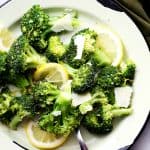 Garlicky Lemon-Parmesan Broccoli - A quick, healthy, delicious, and EASY side dish with steamed broccoli tossed in olive oil with garlic, lemon juice and fresh parmesan!