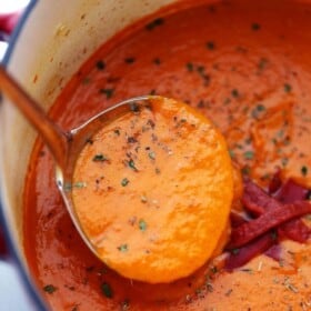 Piquillo Peppers Tomato Soup Recipe - Flavorful, healthy, hearty, and easy to make soup with piquillo peppers and tomatoes. Freezes well, too!
