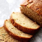 Overhead shot of sliced apple zucchini bread.