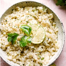 coconut lime cauliflower rice in a bowl