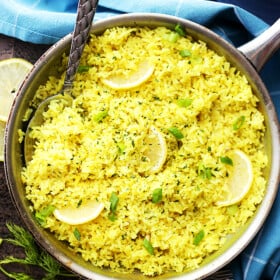 Lemon Rice Recipe - Bursting with lemon flavor, this is a delicious way to turn plain rice into an exotic dish, and it's the perfect accompaniment to any meats and/or veggies.