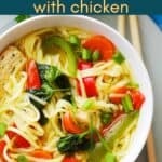 Asian Noodle Soup social sharing image with text overlay.