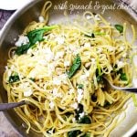 15-Minute Fettuccine with Spinach and Goat Cheese