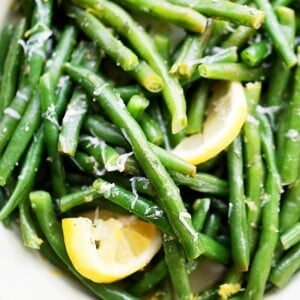 Lemon Butter Green Beans - Steamed fresh green beans tossed with butter and parmesan cheese.
