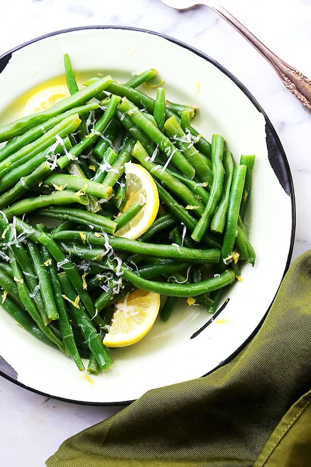 Lemon Butter Green Beans - Steamed fresh green beans tossed with butter and parmesan cheese. 