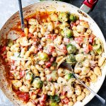 One Skillet Gnocchi with Brussels Sprouts and Chickpeas