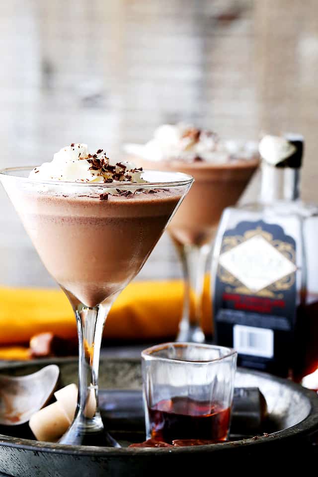 Frozen Chocolate Brandy Alexander - Our favorite Holiday cocktail made with Dark Chocolate Brandy, coffee, and ice cream.