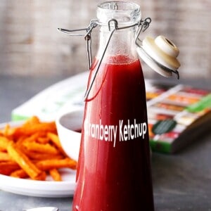 Cranberry Ketchup Recipe - Sweet and tangy homemade ketchup with delicious fall spices and cranberries! The combination of flavors here work so well together, you won't want to go back to store-bought ketchup ever again.