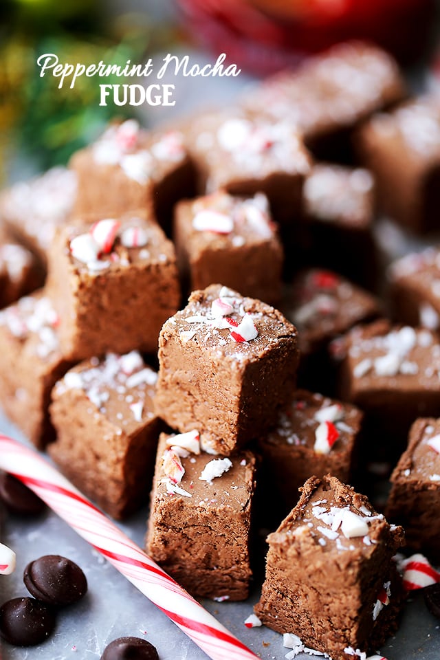 Peppermint Mocha Fudge Recipe - Chocolaty, chewy, sweet and minty Fudge perfect for the Holiday Season, and an ideal treat for gifting!
