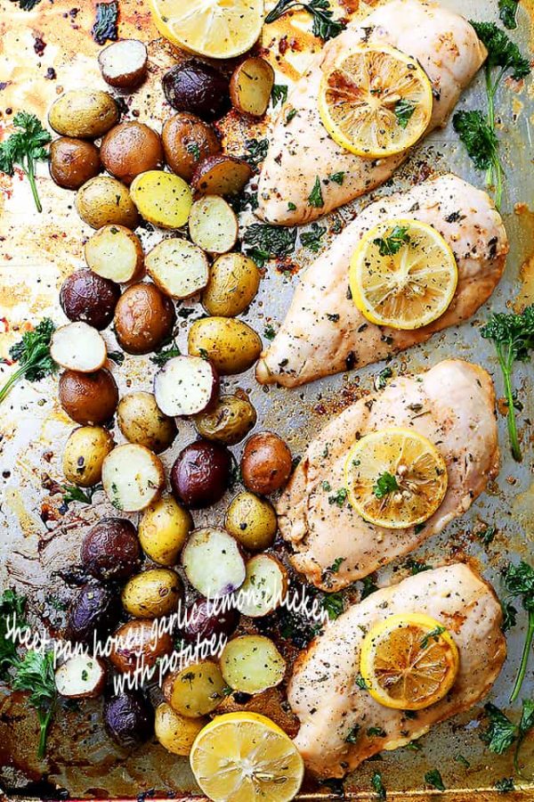 Sheet Pan Honey Garlic Lemon Chicken with Potatoes Recipe Diethood