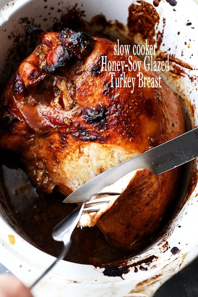 How long do you cook a turkey in crock pot Honey Soy Glazed Slow Cooker Turkey Breast Diethood