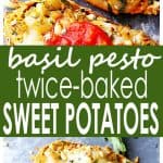 Pinterest title image for Twice-Baked Sweet Potatoes.