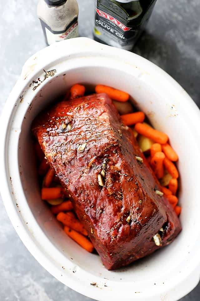 Balsamic Pot Roast in the slow cooker.