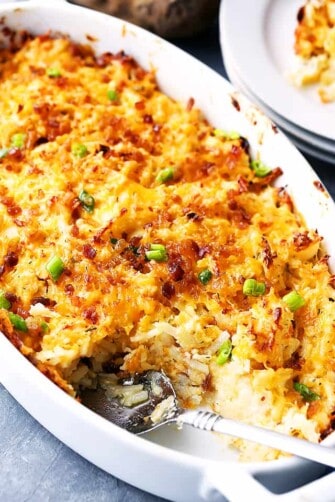 Feta and Cheddar Hash Brown Casserole - Diethood