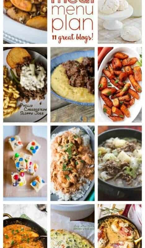 Weekly Meal Plan (Week 73) – 11 great bloggers bringing you a full week of recipes including dinner, sides dishes, and desserts!