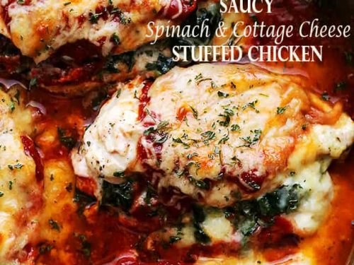 Saucy Spinach Cottage Cheese Stuffed Chicken Recipe Diethood