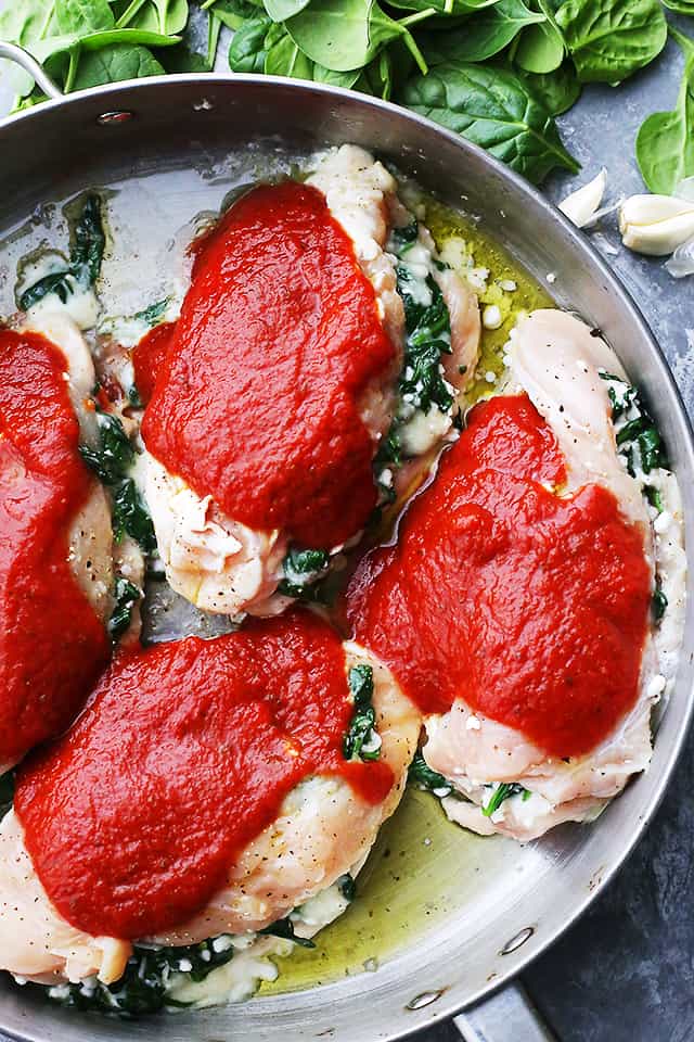 Saucy Spinach Cottage Cheese Stuffed Chicken Recipe Diethood