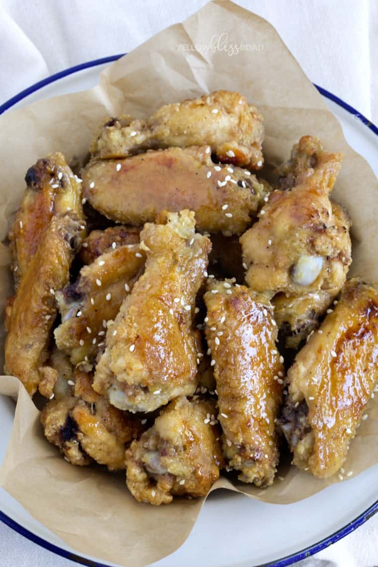 Honey Glazed Chicken Wings in a paper-lined bowl