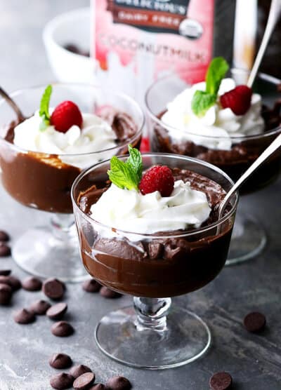 Avocado Chocolate Mousse - Egg-free, dairy-free, healthy, decadent and silky chocolate mousse made with avocados!