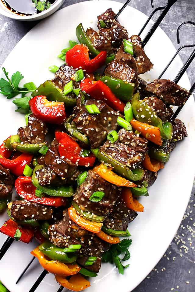 Asian Beef Skewers - A flavorful sweet-and-savory marinade lends an amazing flavor to these delicious beef skewers!