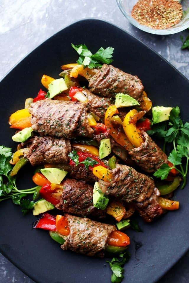 Steak Fajita Roll-Ups - Ditch the flour tortillas and make this amazing low-carb version of your favorite steak fajitas!