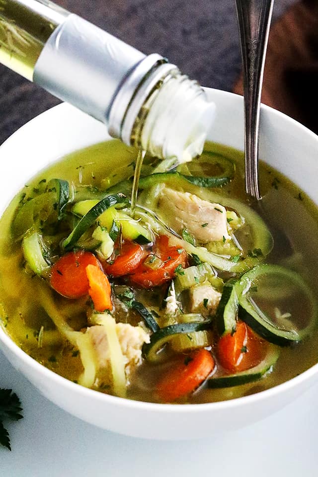 Instant Pot Chicken Zoodle Soup - Only 20 minutes to this amazing, healthy bowl of Chicken Zoodle Soup prepared in a pressure cooker! 