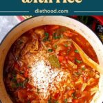 Cabbage soup with rice Pinterest image.