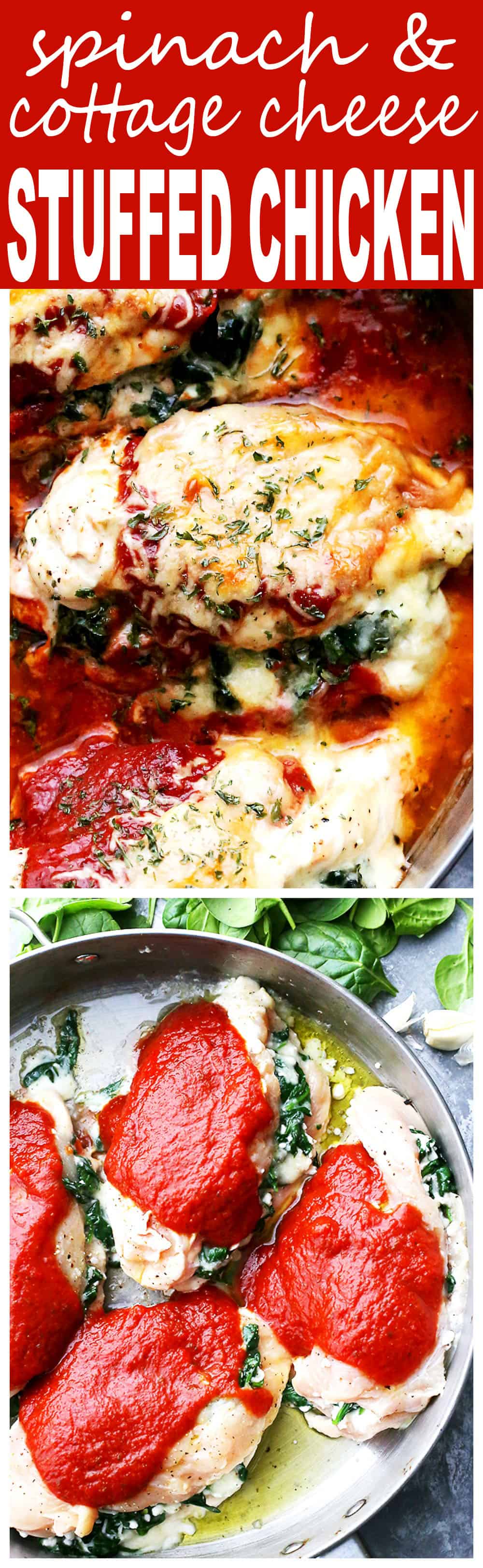 Saucy Spinach and Cottage Cheese Stuffed Chicken