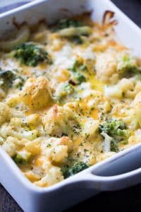 Garlicky and Cheesy Cauliflower Broccoli Bake - Diethood