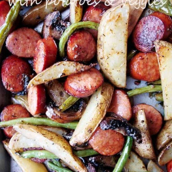 Sheet Pan Andouille Sausage with Potatoes & Veggies | Sheet Pan Dinner