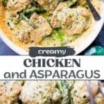 Chicken and asparagus long pinterest image.