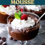 Avocado chocolate mousse social media image.