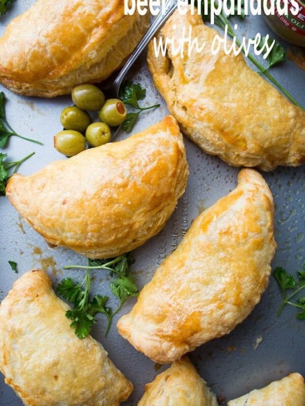 Beef Empanadas with Olives - Made with puff pastry dough, and filled with an incredible beef and olives mixture, these empanadas are quick to prepare and they're absolutely delicious!