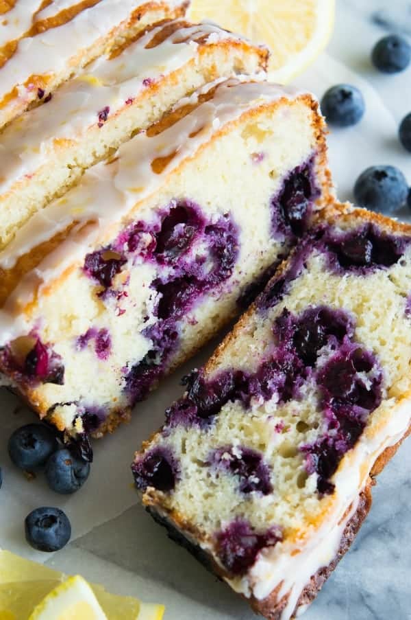 Blueberry Lemon Loaf cake with glaze