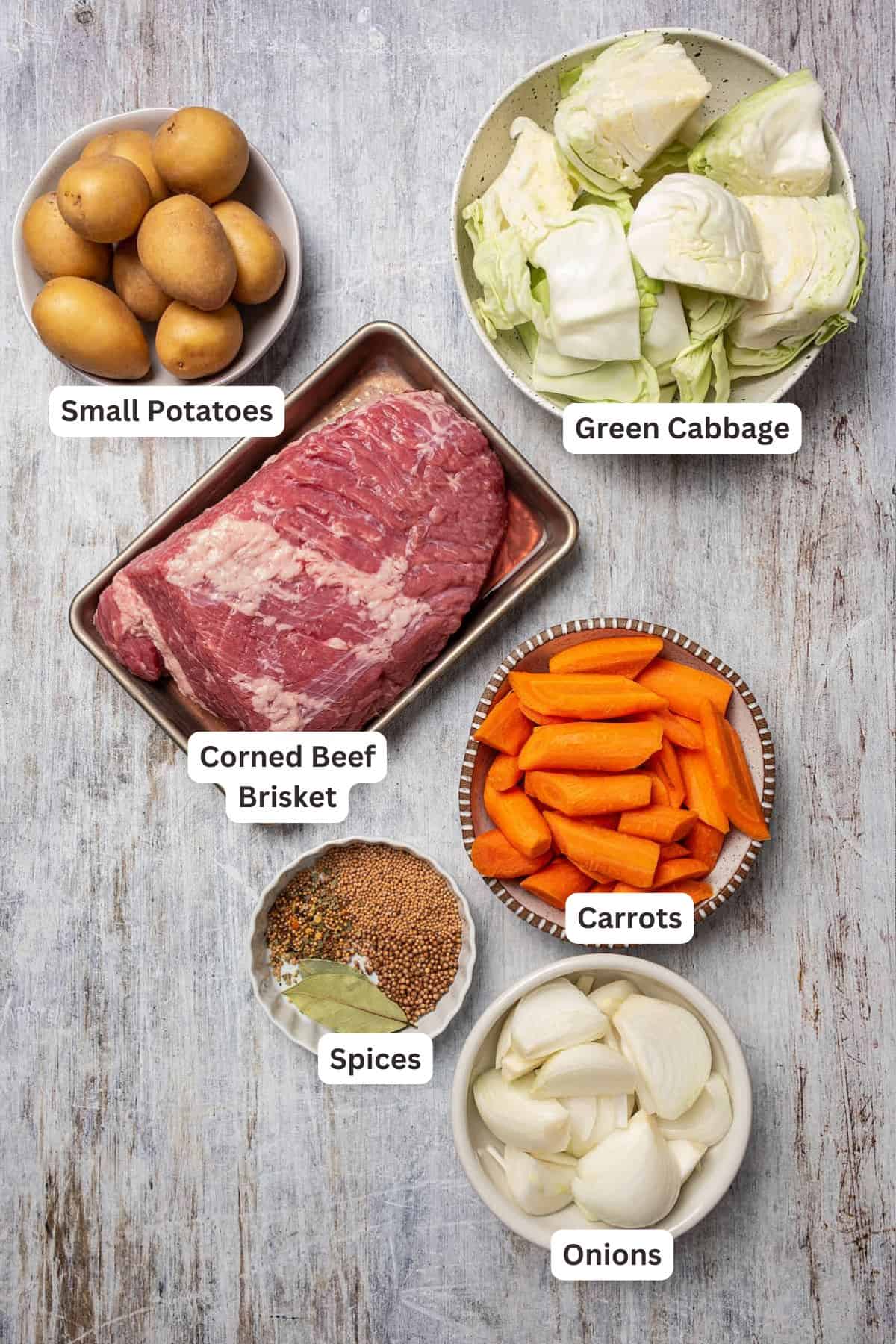 This corned beef and cabbage is a taste of home-cooked comfort, cooked low and slow with potatoes and carrots. It's perfect for St. Patrick's Day! Ingredients for Corned Beef and Cabbage.