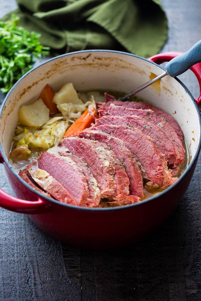 Corned Beef and Cabbage Recipe - This Corned Beef and Cabbage recipe packs all of its delicious flavors into a one pot meal that is warm, comforting, and SO flavorful!