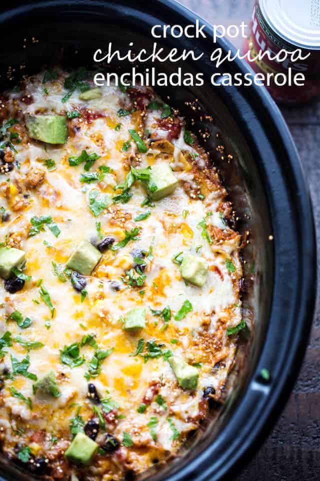 Crock Pot Chicken Quinoa Enchiladas Casserole | Slow Cooker Chicken