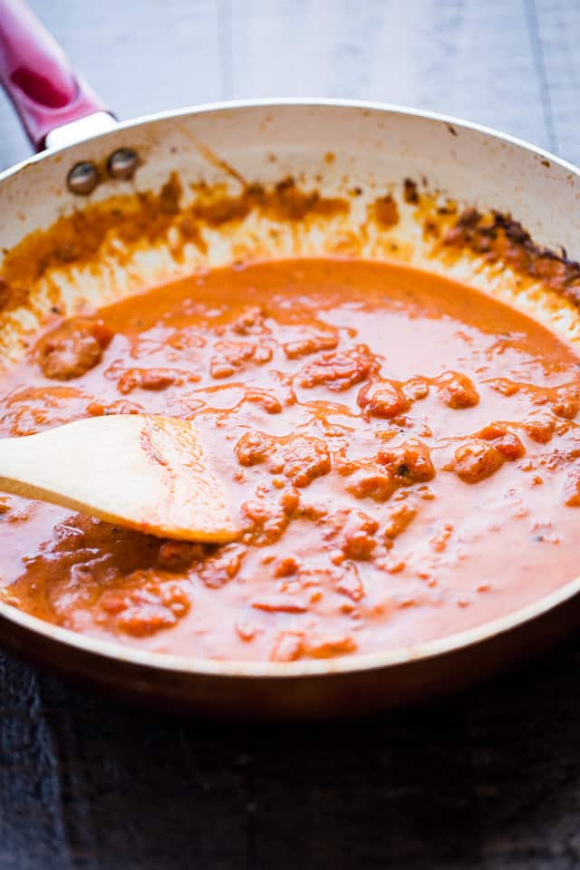 Vodka Sauce cooking in a skillet