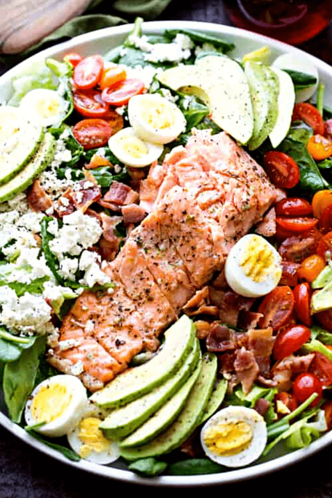 Salmon Cobb Salad with Spinach and Feta | Easy Salmon Recipes