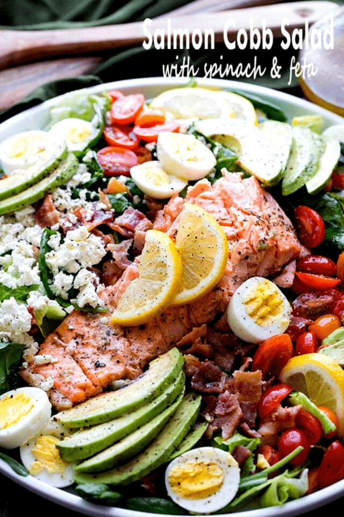 Salmon Cobb Salad with Spinach and Feta | Easy Salmon Recipes