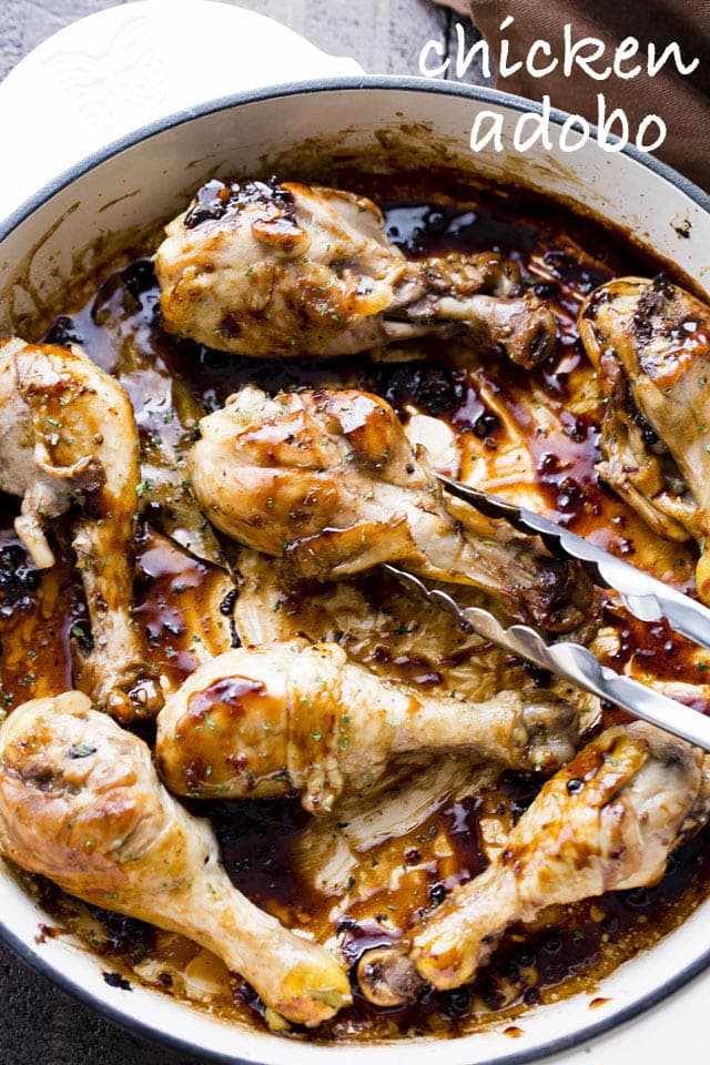 Easy Chicken Adobo Recipe - Inspired by the Phillipine's national dish, this garlicky, vinegary, sweet, and sour chicken adobo is so incredibly delicious and very easy to prepare!