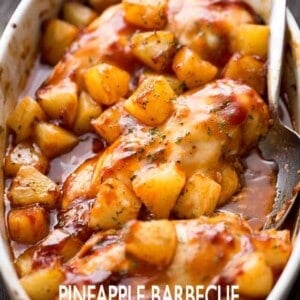 Pineapple Barbecue Chicken - You're only a few ingredients away from this amazing, juicy, and SO delicious meal prepared with chicken, pineapples and barbecue sauce!