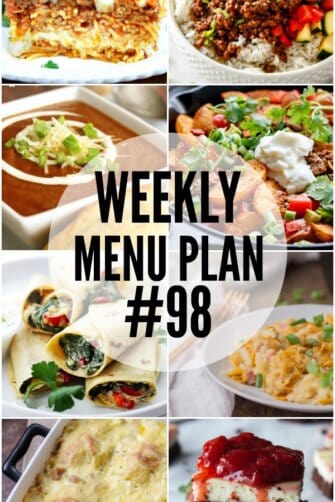 WEEKLY MENU PLAN (#98) - Seven talented bloggers bringing you a full week of recipes including dinner, sides dishes, and desserts!