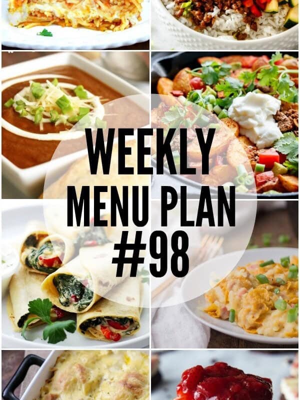 WEEKLY MENU PLAN (#98) - Seven talented bloggers bringing you a full week of recipes including dinner, sides dishes, and desserts!