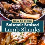 Balsamic Braised lamb shanks Pinterest image.