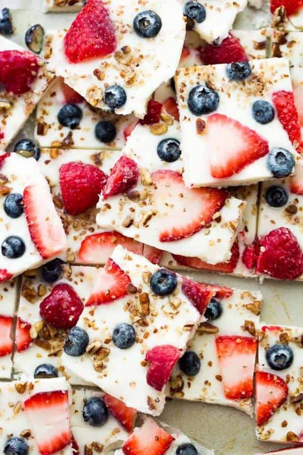 Frozen Yogurt Bark with Berries Recipe | Healthy Mixed Berry Dessert