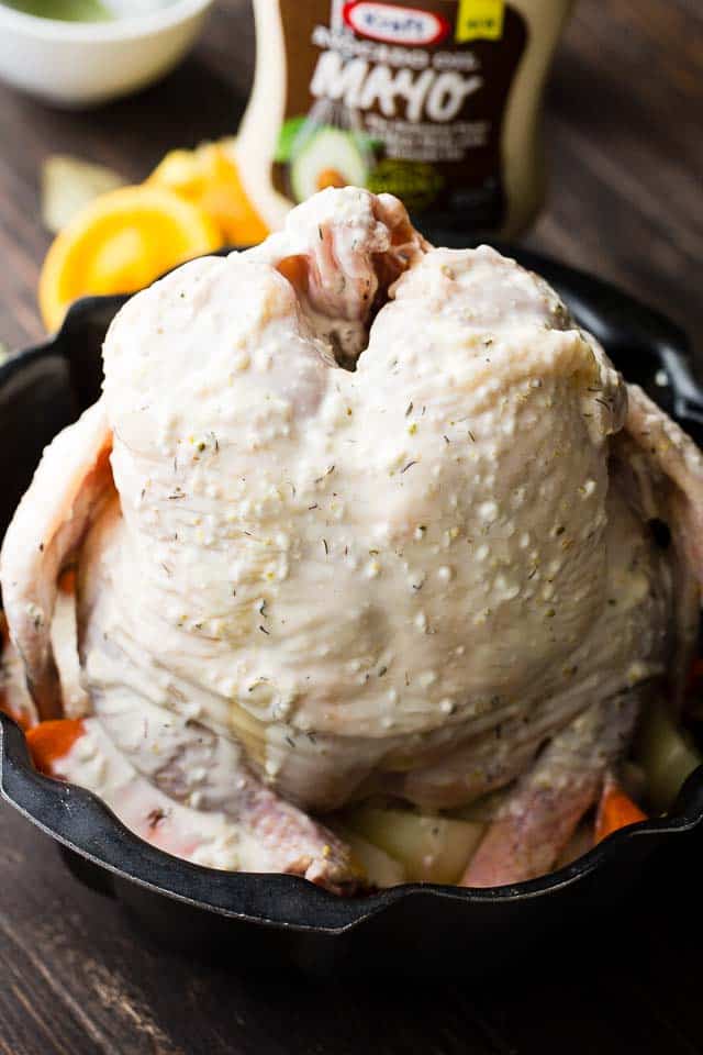 Bundt Pan Roasted Chicken - Super moist and incredibly flavorful bundt pan roasted chicken prepared with avocado-oil mayonnaise, herbs, and lemons! 